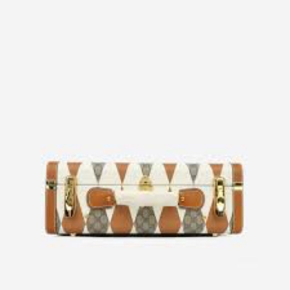 BRAND NEW GUCCI LUGGAGE! Rhombus Beige and ebony GG Supreme canvas Savoy Medium - Picture 5 of 15